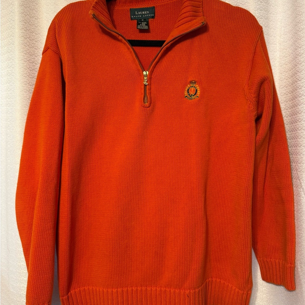 Ralph Lauren Men's Orange Zip-Up Sweater